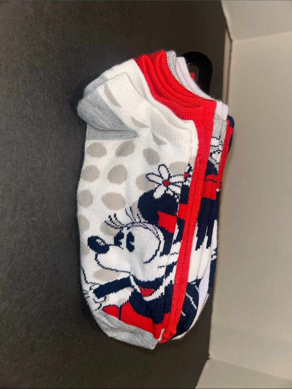 Minnie Mouse No-Show Socks - Red, Navy & White